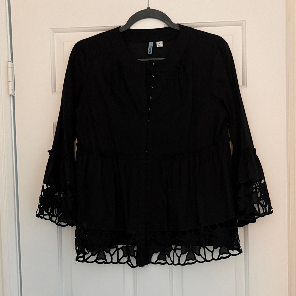 Black Lace Trim Women's Top